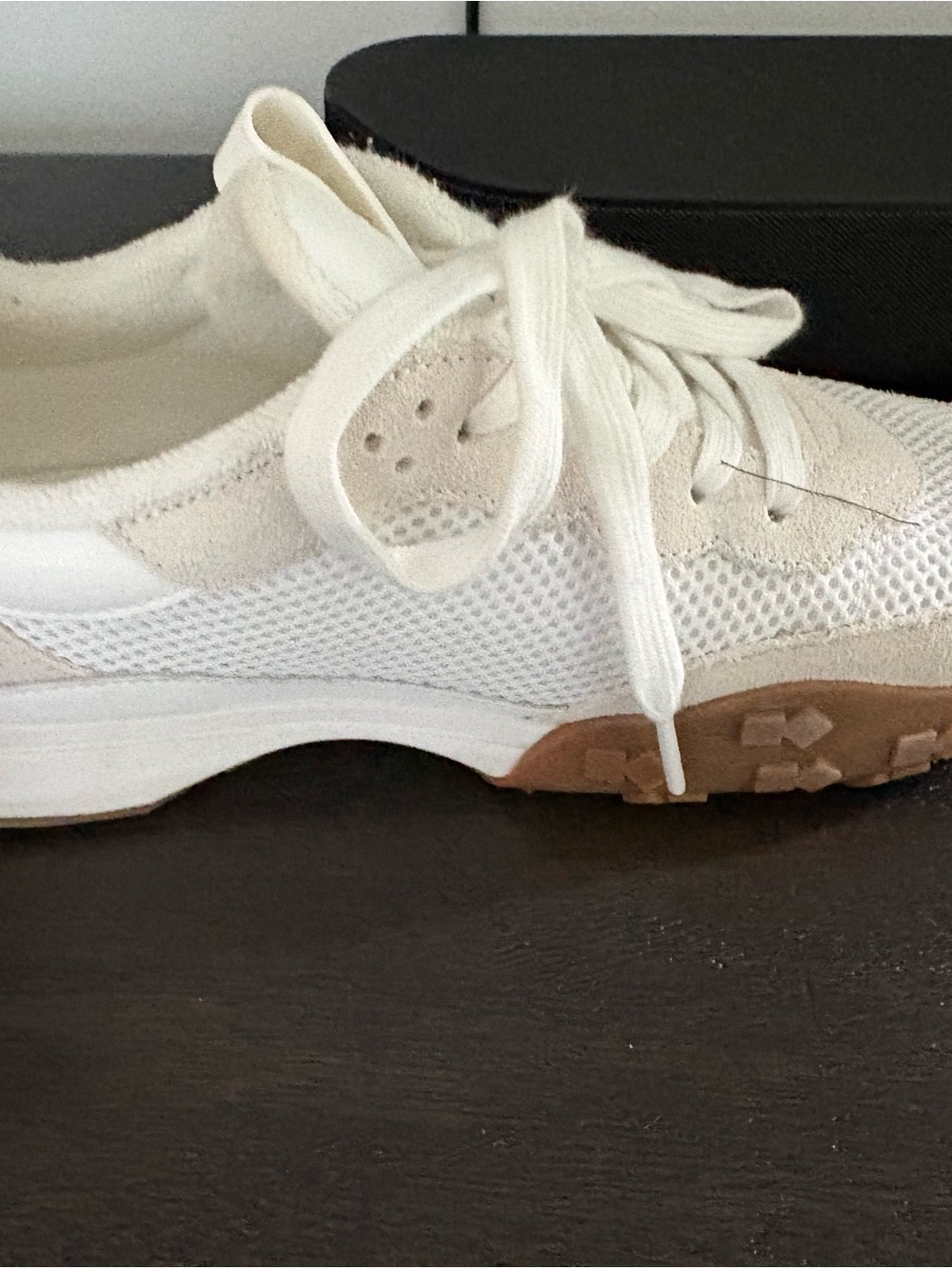 kate spade White and Black Mesh & Leather Sneakers with Gum Sole - Picture 6 of 10
